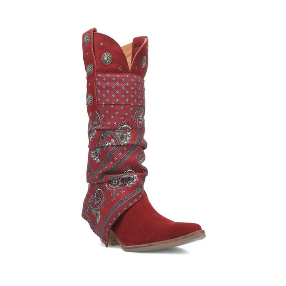 dingo Shoes - Dingo Red Heeled Boots with Silver Accents rhapsody bandana 9.5 new